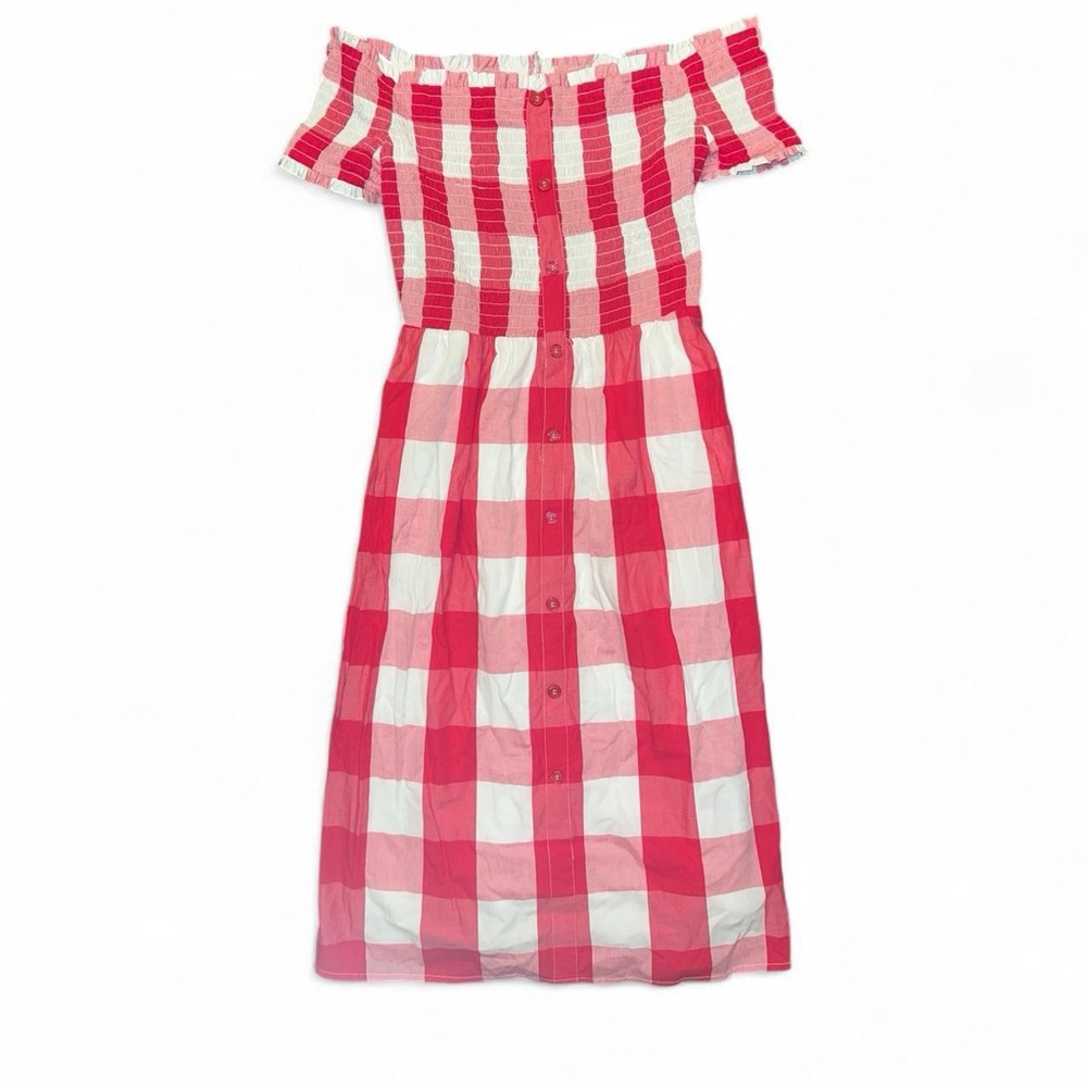 NEW 100% COTTON Red and white checkered/gingham off the shoulder dress